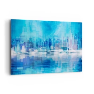 Quadro su tela - Stampe su Tela - Panorama urbano astratto nei toni del blu - 100x70cm - Immersi nel blu - Decorazione murale moderna per soggiorno e camera da letto ARTTOR