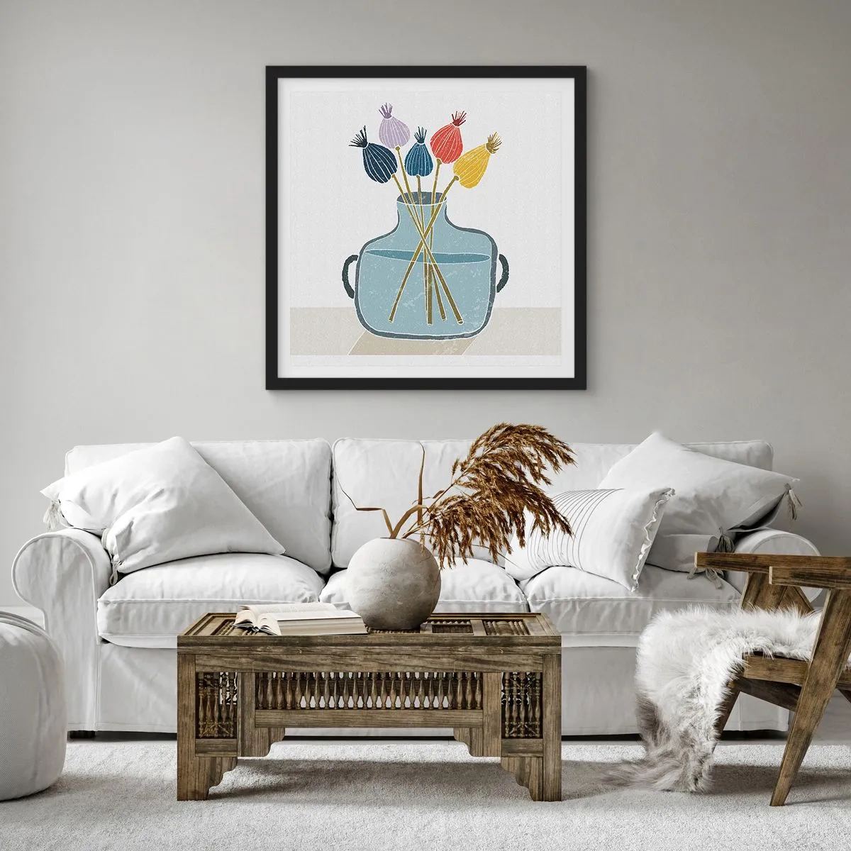 Poster in cornice nera - Il silenzio dei papaveri - 40x40 cm