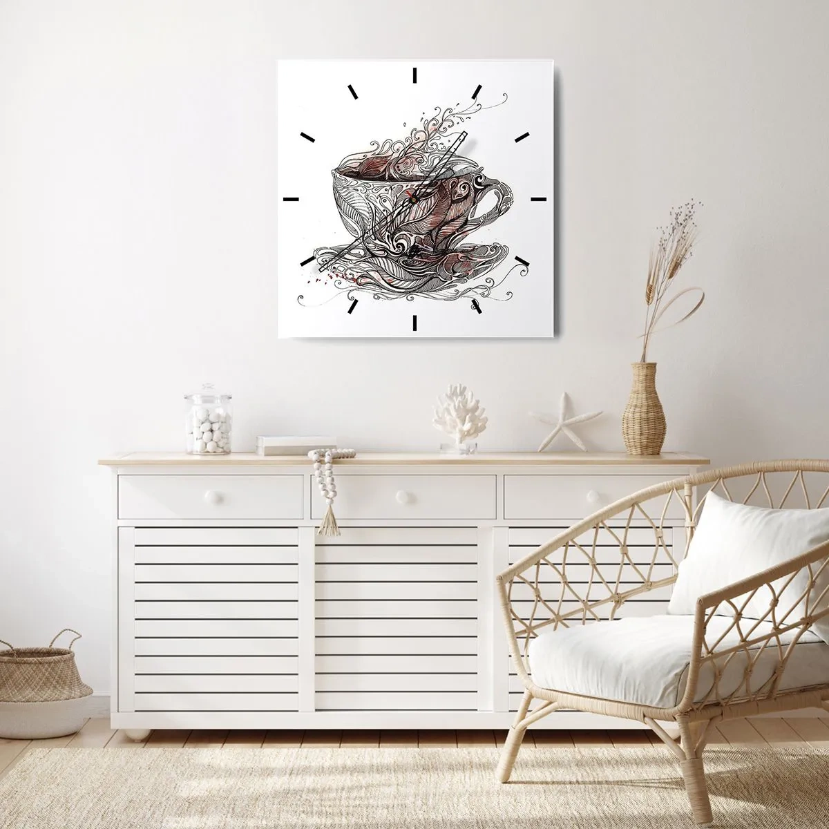 Orologio da parete - Orologio in Vetro - Il tè fa bene a tutto - 40x40 cm