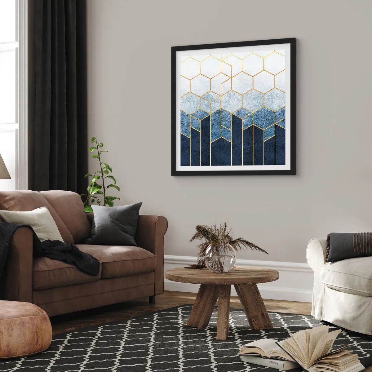 Poster in cornice nera - Composizione a ritmo sincopato - 40x40 cm