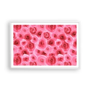 Poster in cornice bianca - Rose in alto e in basso - 91x61 cm