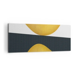 Quadro su tela - Stampe su Tela - Forme geometriche in oro su sfondo bianco e scuro - 120x50cm - Iniziamo dall'oro - Decorazione murale moderna per soggiorno e camera da letto ARTTOR