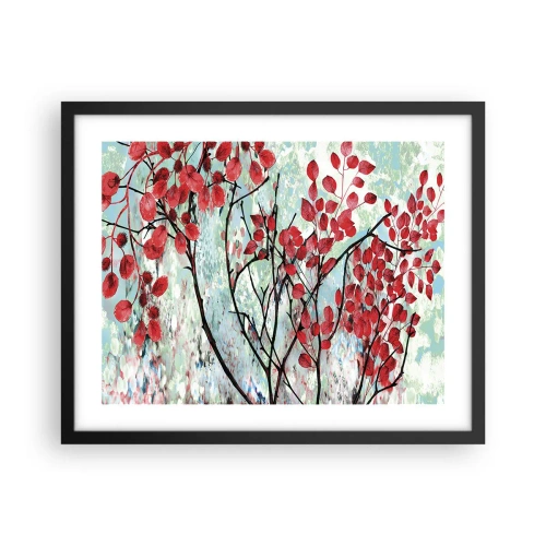 Poster in cornice nera - Albero in scarlatto - 50x40 cm