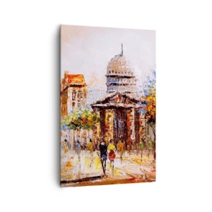 Quadro su tela - Stampe su Tela - Scena cittadina impressionista con un edificio storico - 80x120cm - Passeggiata a Parigi - Decorazione murale moderna per soggiorno e camera da letto ARTTOR