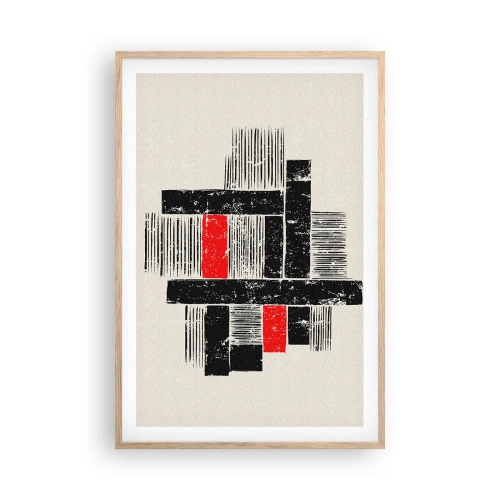 Poster in cornice rovere chiaro - Rosso e nero - 61x91 cm