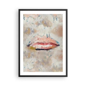 Poster in cornice nera - Labbra astratte in una tavolozza di colori pastello - 50x70cm - Risveglia i sensi - Decorazione murale moderna per soggiorno e camera da letto ARTTOR
