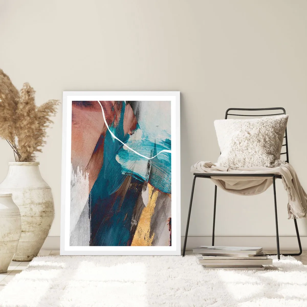 Poster in cornice bianca - Con forza ed energia - 50x70 cm
