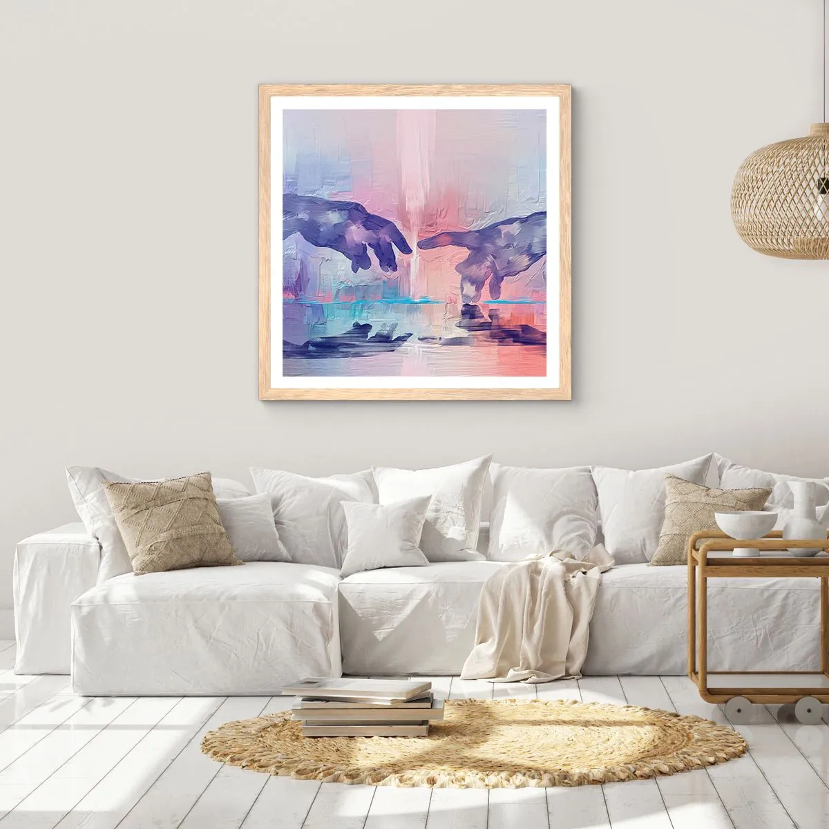 Poster in cornice rovere chiaro - La scintilla divina della vita - 60x60 cm