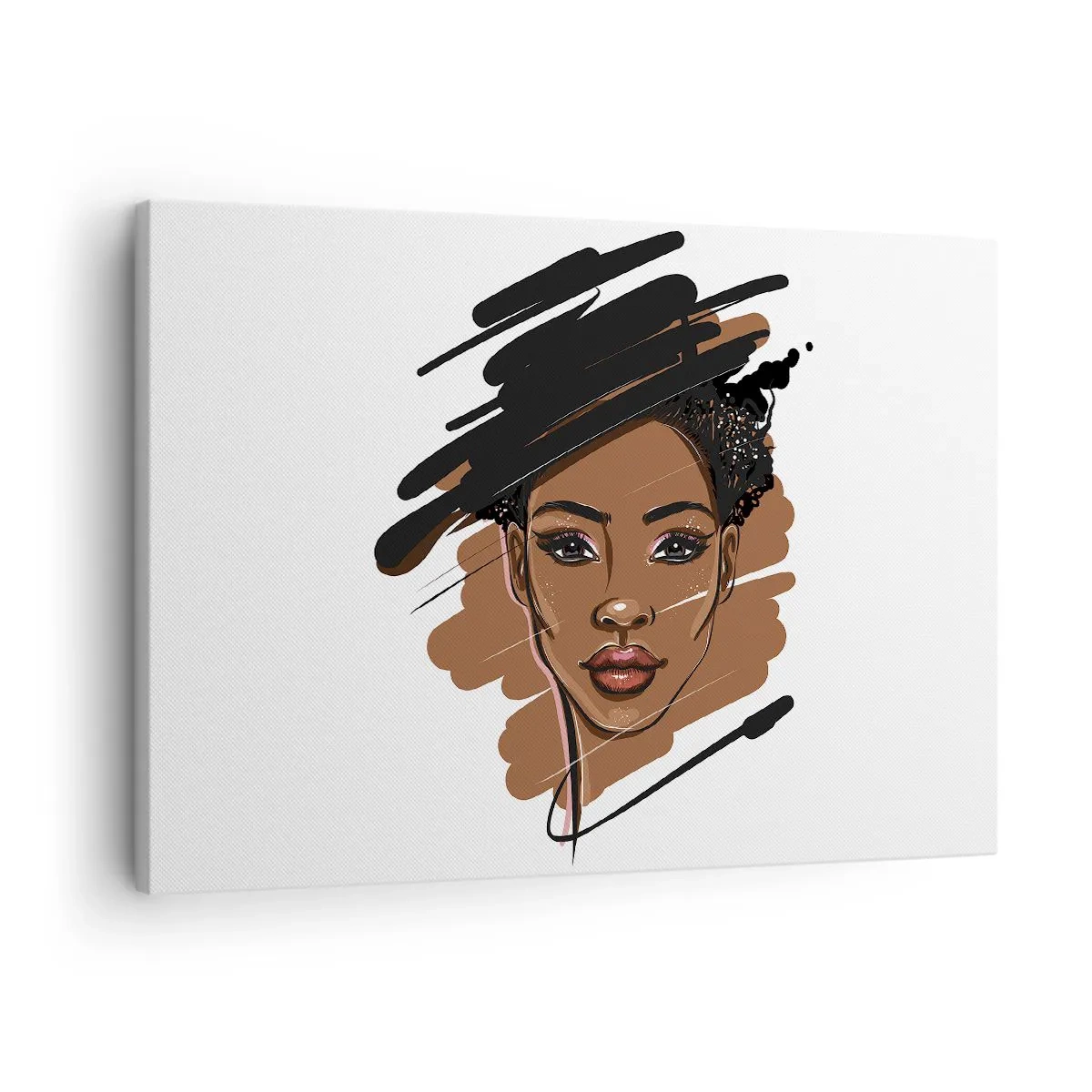 Quadro su tela - Stampe su Tela - Ritratto di una donna con pennellate artistiche - 70x50cm - Dolce come la cioccolata - Decorazione murale moderna per soggiorno e camera da letto ARTTOR