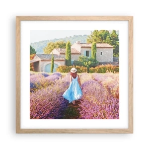 Poster in cornice rovere chiaro - La ragazza nella lavanda - 40x40 cm