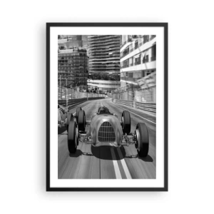 Poster in cornice nera - Corse automobilistiche storiche di Monte Carlo - 50x70cm - Tanto tempo fa a Montecarlo - Decorazione murale moderna per soggiorno e camera da letto ARTTOR