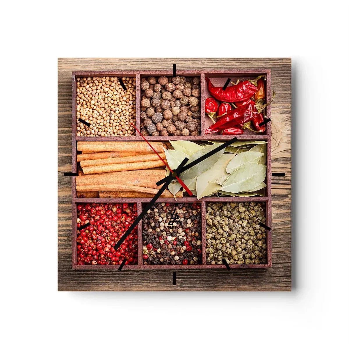 Orologio da parete - Orologio in Vetro - Ordine delle forme, bouquet degli aromi - 40x40 cm