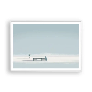 Poster in cornice bianca - Si, aspetto. - 100x70 cm