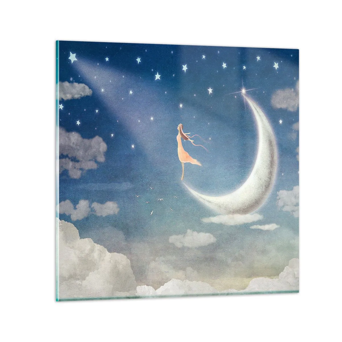 Quadro su vetro - Seduttrice celeste - 60x60 cm