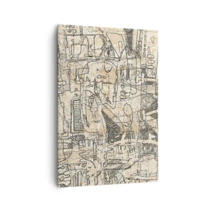 Quadro su tela - Stampe su Tela - Motivi astratti e linee su uno sfondo beige - 70x100cm - In attesa di essere decifrato - Decorazione murale moderna per soggiorno e camera da letto ARTTOR