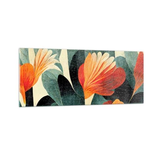 Quadro su vetro - Caldo dei tropici e fresco del verde - 100x40 cm