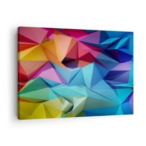Quadro su tela - Stampe su Tela - Astrazione geometrica colorata in colori vivaci - 70x50cm - Origami arcobaleno - Decorazione murale moderna per soggiorno e camera da letto ARTTOR