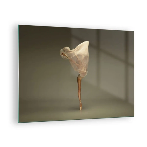 Quadro su vetro - Una ballerina in una posa delicata con il velo sollevato - 70x50cm - Adesso vola via - Decorazione murale moderna per soggiorno e camera da letto ARTTOR