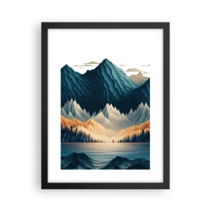 Poster in cornice nera - Perfetto paesaggio montano - 30x40 cm