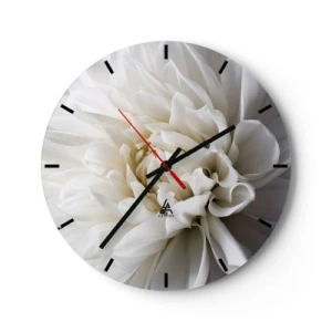 Orologio da parete - Orologio in Vetro - Un delicato fiore bianco con un primo piano dei petali - 30x30cm - Il mattino della sposa - Decorazione murale moderna per soggiorno, cucina e camera da letto ARTTOR