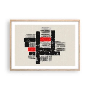 Poster in cornice rovere chiaro - Rosso e nero - 70x50 cm