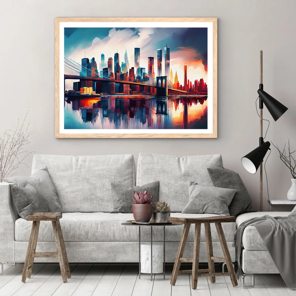 Poster in cornice rovere chiaro - Una New York spettacolare - 70x50 cm