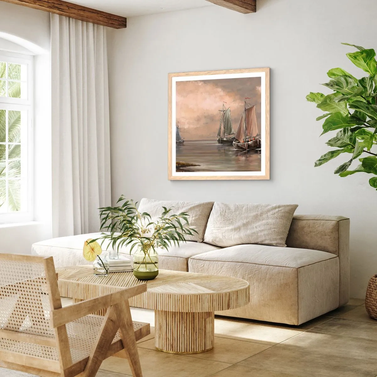 Poster in cornice rovere chiaro - Il ritorno dei marinai - 30x30 cm