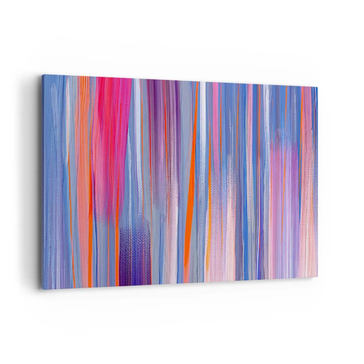 Quadro su tela - Stampe su Tela - Linee verticali astratte nelle tonalità del blu e del rosa - 100x70cm - Ascensione arcobaleno - Decorazione murale moderna per soggiorno e camera da letto ARTTOR