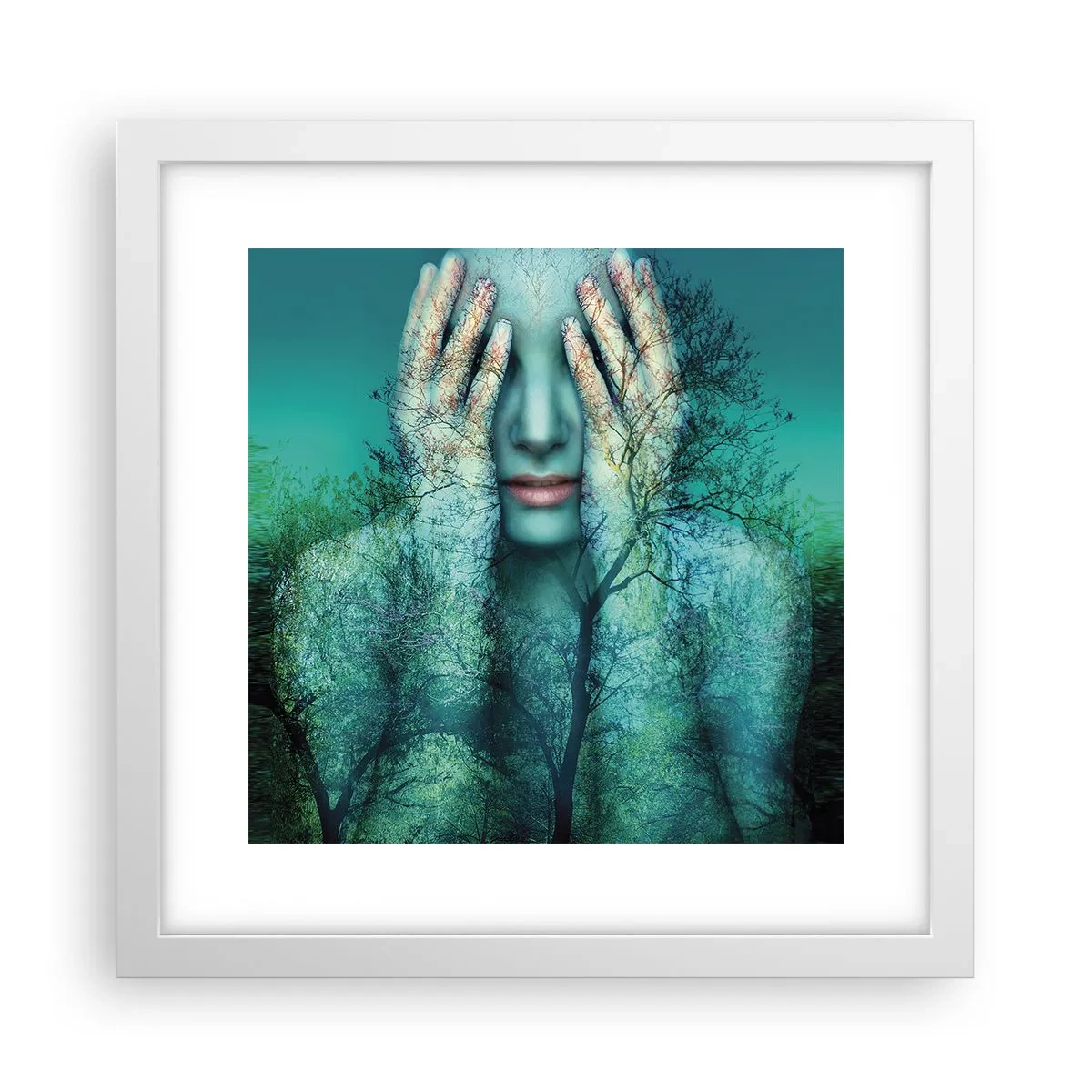 Poster in cornice bianca - Immersa nel blu - 30x30 cm