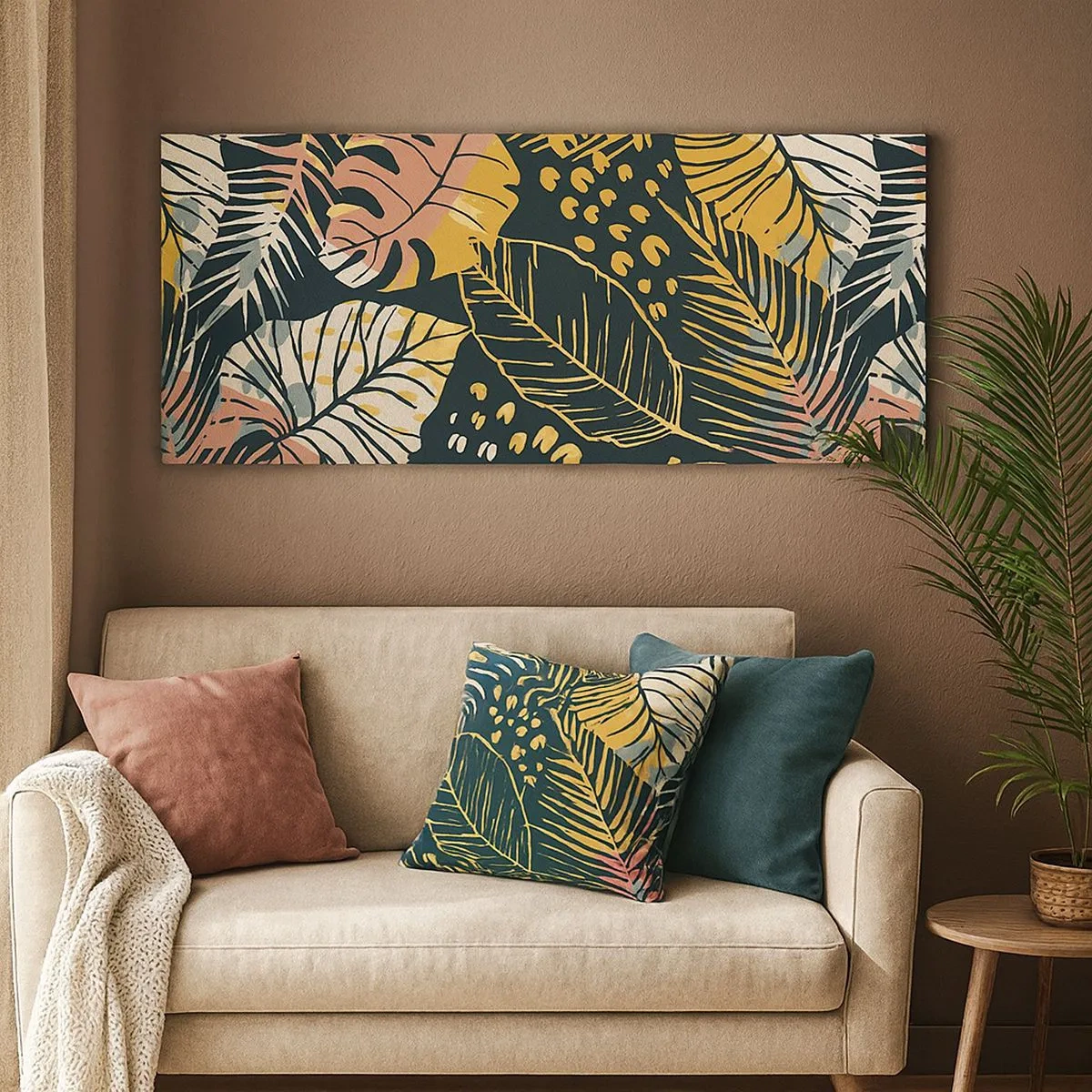 Quadro su tela - Stampe su Tela - Fantasia di foglie - 100x40 cm