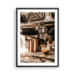 Poster in cornice nera - Espresso aromatico dalla macchina per espresso - 50x70cm - Lo splendore del caffè - Decorazione murale moderna per soggiorno e camera da letto ARTTOR
