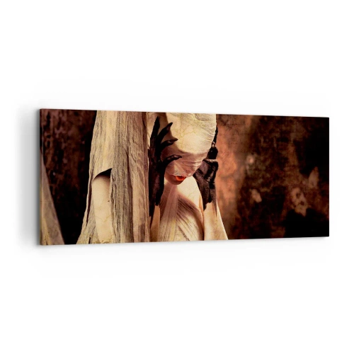 Quadro su tela - Stampe su Tela - Una donna con un velo e uno stile misterioso su uno sfondo scuro - 120x50cm - Tra il bene e il male - Decorazione murale moderna per soggiorno e camera da letto ARTTOR