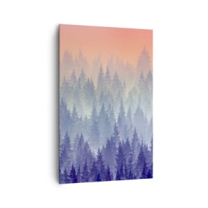 Quadro su tela - Stampe su Tela - Una foresta nebbiosa nei toni del viola e dell'arancione - 80x120cm - Alto, più in alto, fino al cielo - Decorazione murale moderna per soggiorno e camera da letto ARTTOR