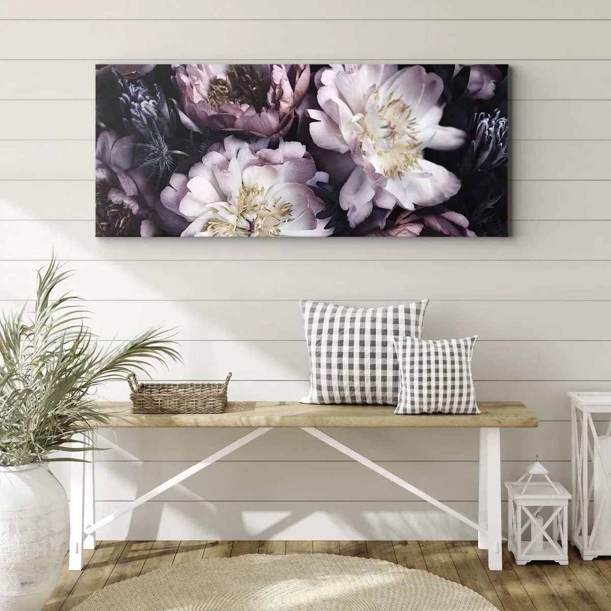 Quadro su tela - Stampe su Tela - Fiori in delicate tonalità pastello - 140x50cm - Bouquet nel vecchio stile - Decorazione murale moderna per soggiorno e camera da letto ARTTOR