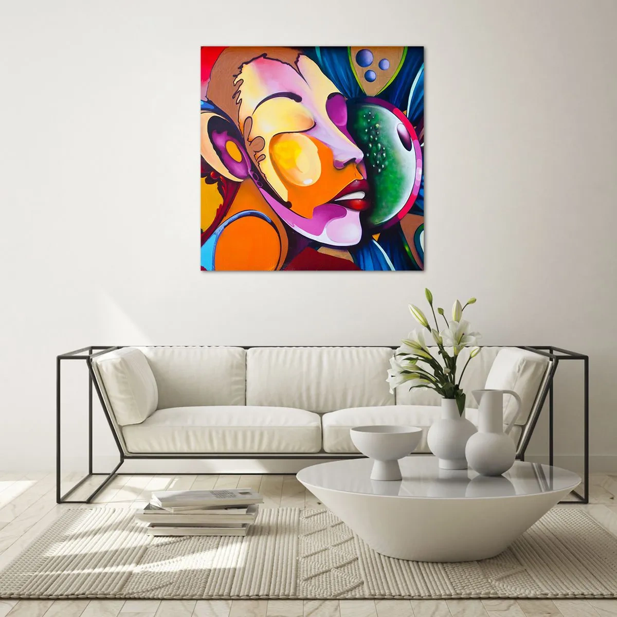 Quadro su vetro - Toccare con il colore - 30x30 cm