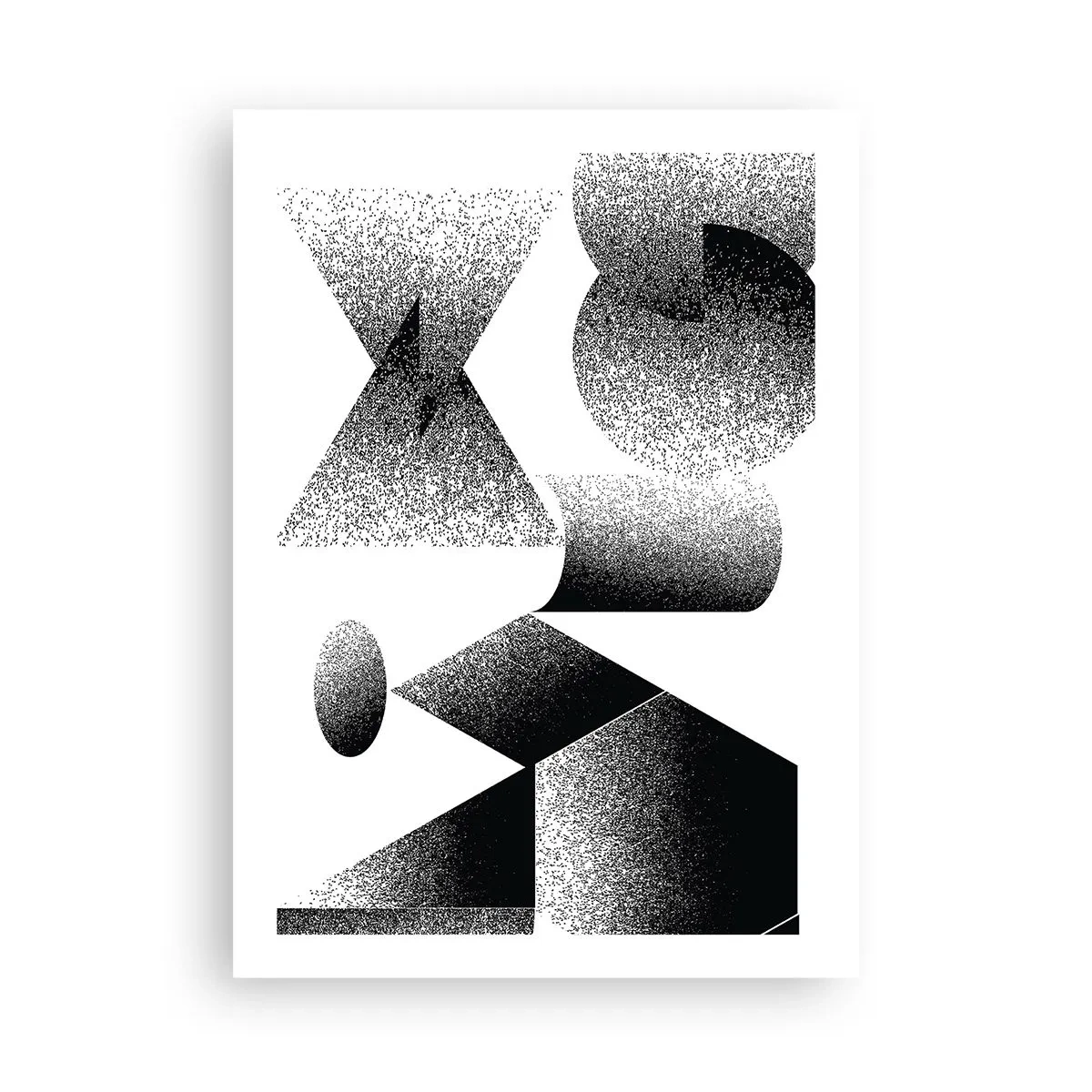 Poster - Composizione astratta di forme geometriche in bianco e nero - 50x70cm - Angoli e ovali - Decorazione murale moderna per soggiorno e camera da letto ARTTOR