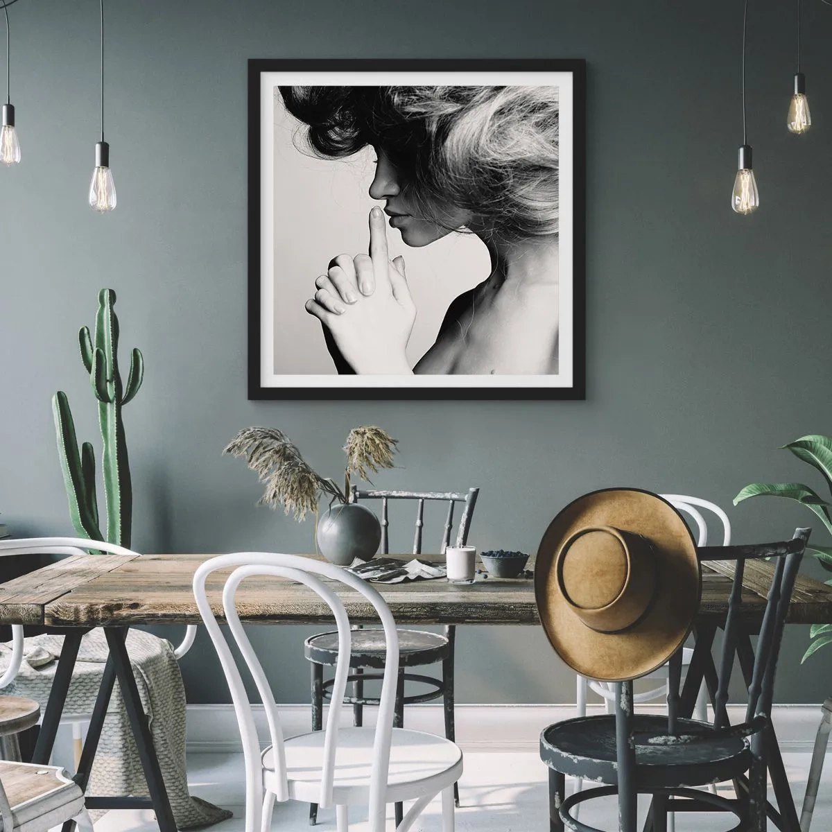 Poster in cornice nera - Ascoltando se stessa - 30x30 cm