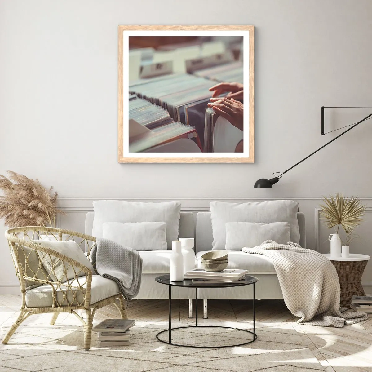 Poster in cornice rovere chiaro - Alla ricerca di emozioni - 50x50 cm