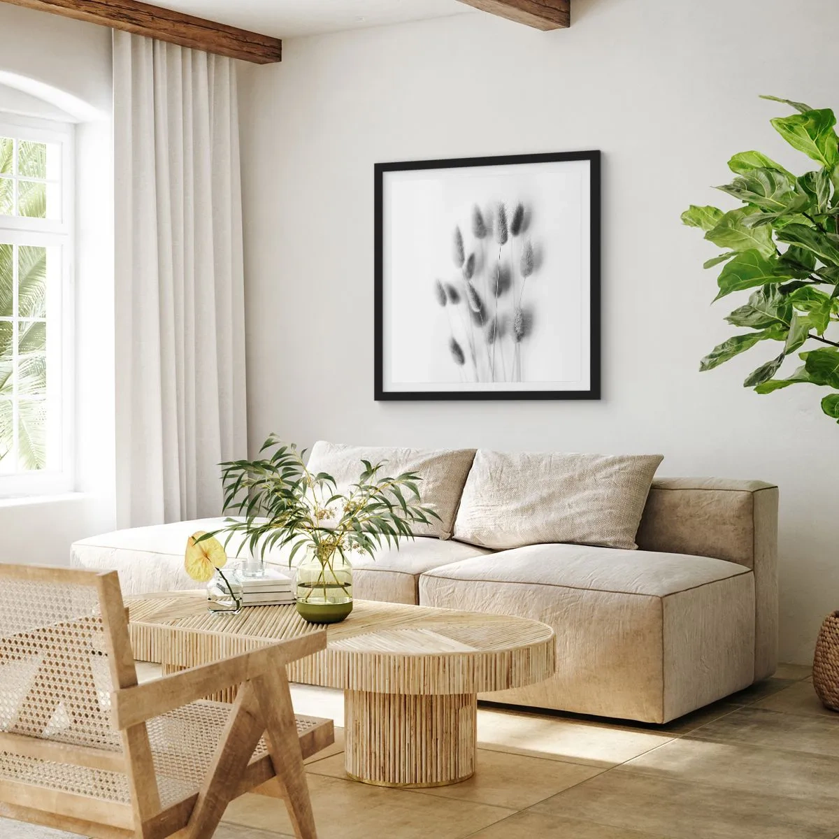 Poster in cornice nera - Erba soffice - 60x60 cm