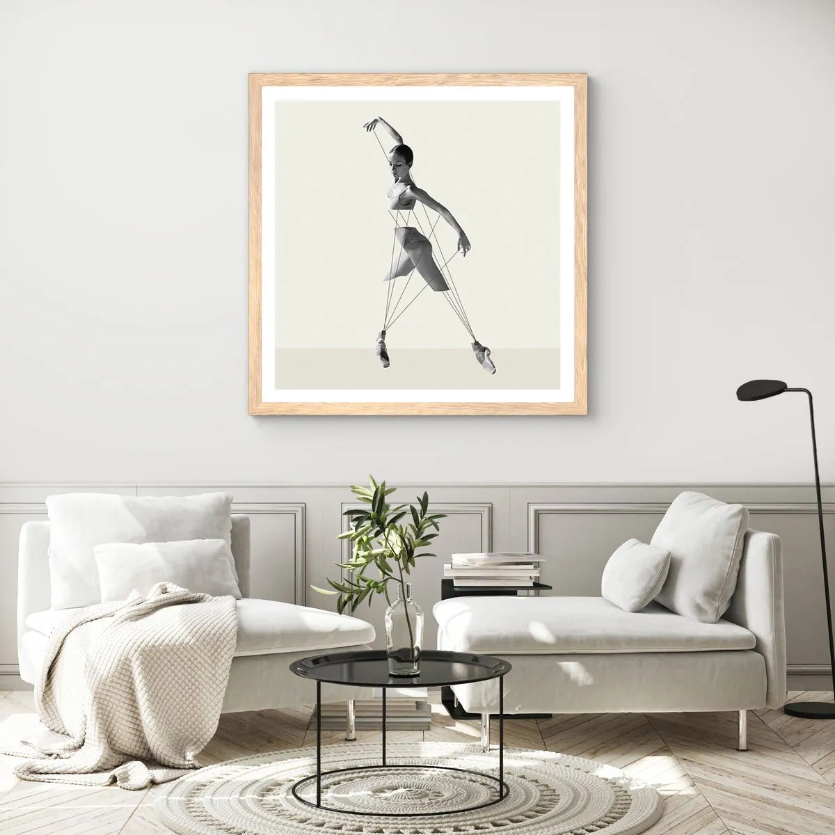 Poster in cornice rovere chiaro - Nel teatro del mondo - 50x50 cm