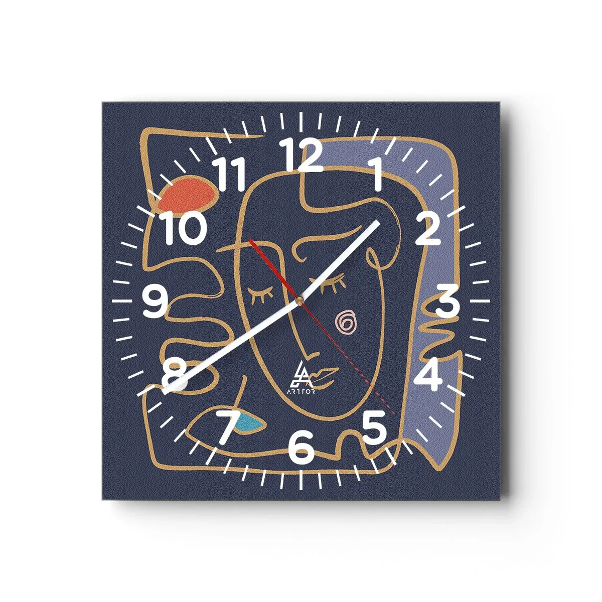 Orologio da parete - Orologio in Vetro - Pensierosa - 40x40 cm