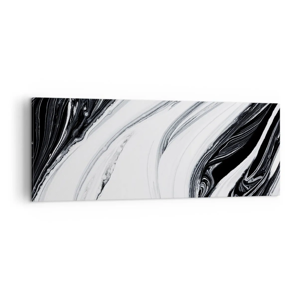 Quadro su tela - Stampe su Tela - Astrazione in bianco e nero con linee dinamiche e vortici - 140x50cm - L'unione degli opposti - Decorazione murale moderna per soggiorno e camera da letto ARTTOR