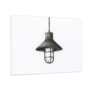 Quadro su vetro - Lampada a sospensione in stile industriale nero - 70x50cm - Come tanti anni fa... - Decorazione murale moderna per soggiorno e camera da letto ARTTOR