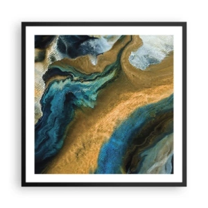Poster in cornice nera - Blu-oro: influenza reciproca - 60x60 cm