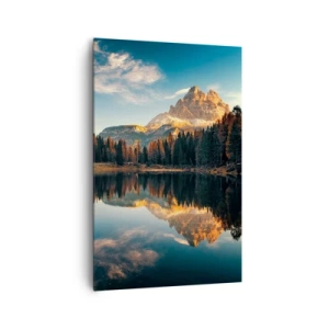 Quadro su tela - Stampe su Tela - Paesaggio montano con lago e foresta - 80x120cm - Paesaggio doppio - Decorazione murale moderna per soggiorno e camera da letto ARTTOR