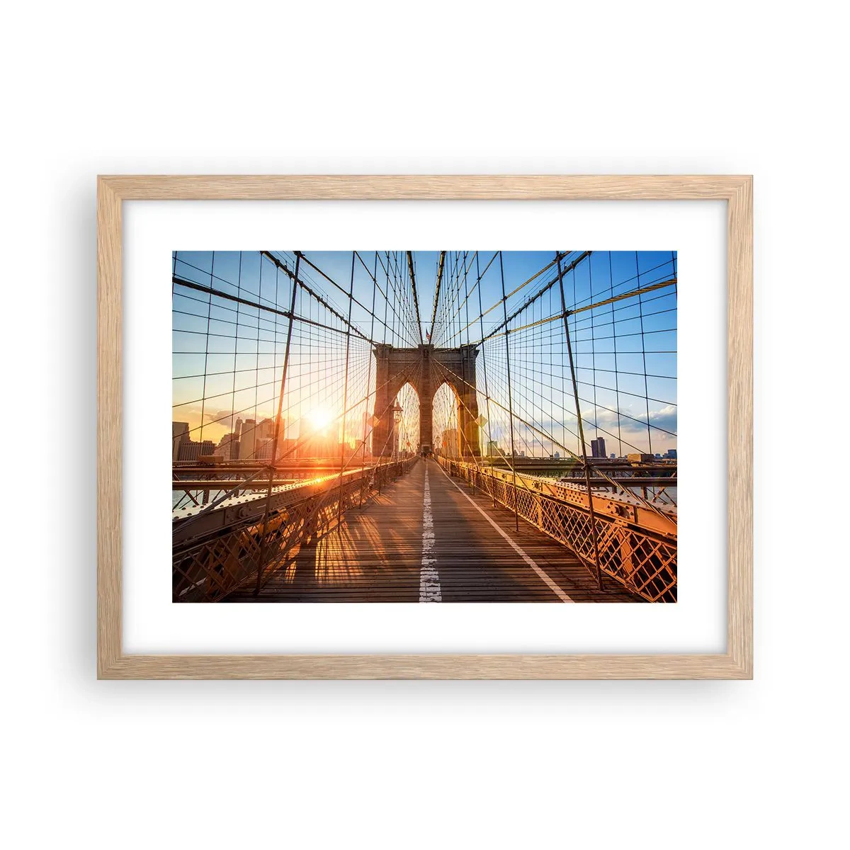 Poster in cornice rovere chiaro - Sul ponte d'oro - 40x30 cm