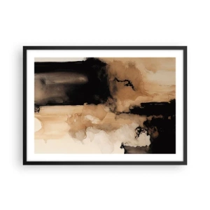 Poster in cornice nera - Composizione astratta nei toni del marrone e del nero - 70x50cm - Astrazione intrigante - Decorazione murale moderna per soggiorno e camera da letto ARTTOR