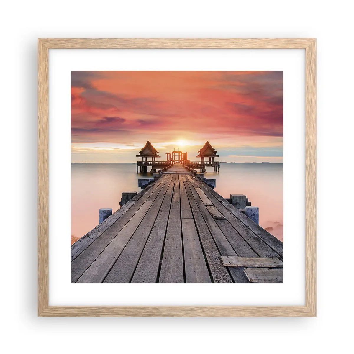 Poster in cornice rovere chiaro - Tramonto d'oriente - 40x40 cm