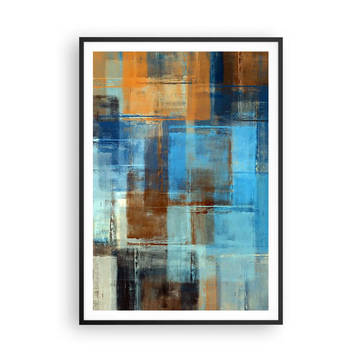 Poster in cornice nera - Attraverso la tenda blu - 70x100 cm