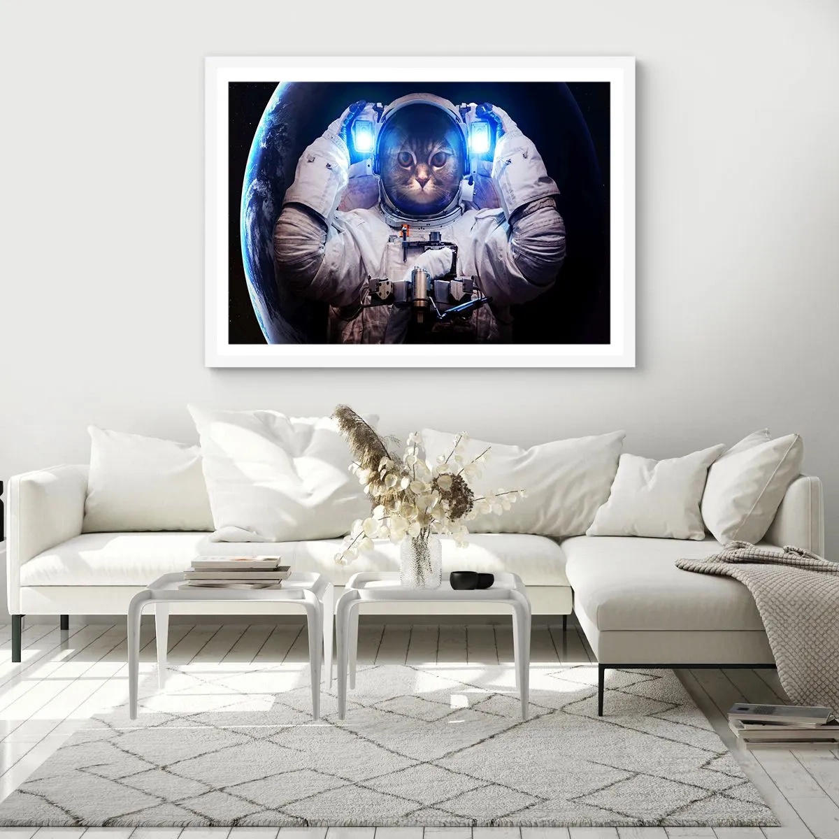 Poster in cornice bianca - Houston, avete un problema - 100x70 cm